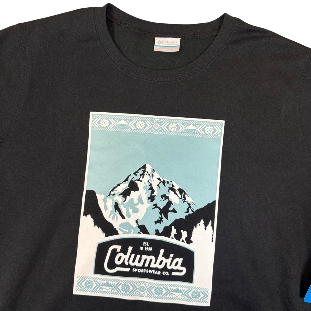Columbia Hawkins Cliff Graphic Crew Sweatshirt Black‎ Mountain Womens XL